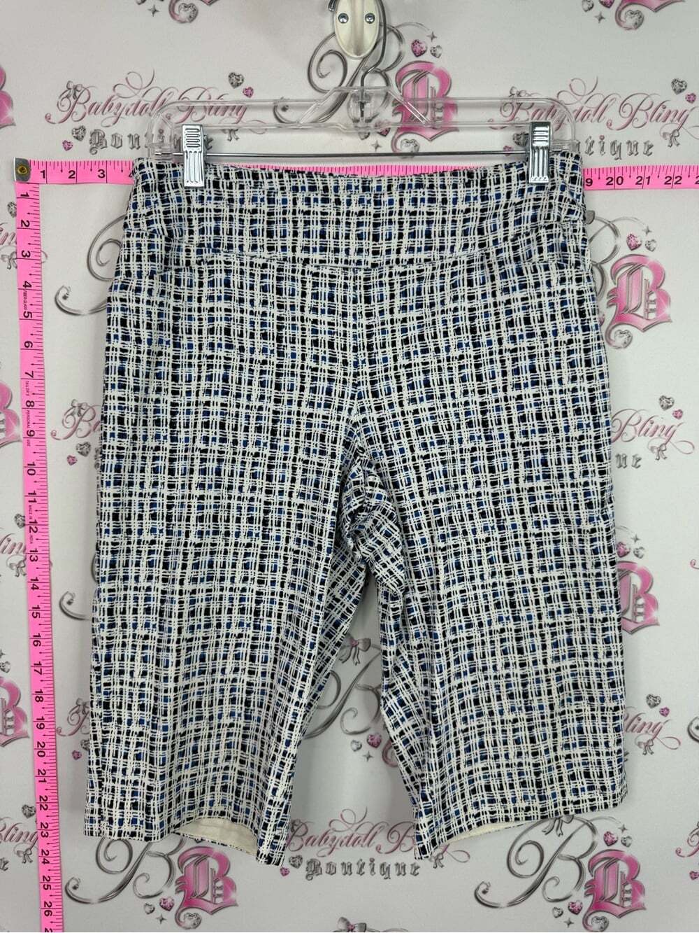 UP shorts plaid Women's Navy Grid-Print Bermuda Shorts